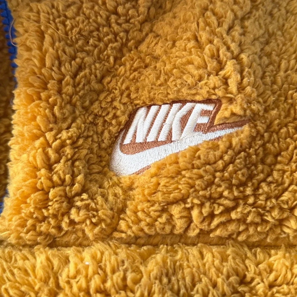 Nike Yellow-Orange Sherpa Quarter-Zip Pullover with Blue Trim Youth